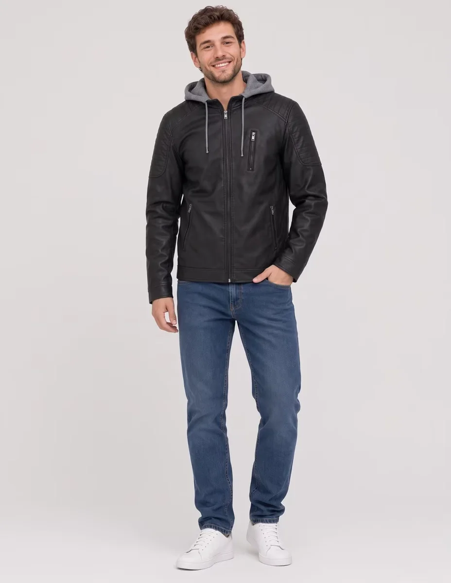 Chamarra casual con capucha para hombre