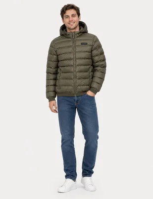 Chamarra acolchada con capucha para hombre