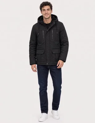 Chamarra parka capucha y bolsa para hombre