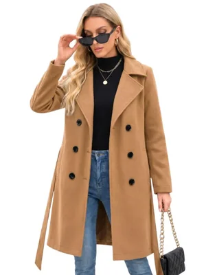 Abrigo Steve Madden de Falsa Lana Doble Botonadura para Mujer