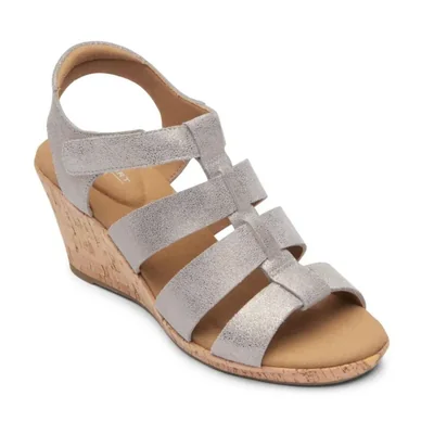 Sandalias Rockport Briah New Gladiator taupe metálico mujer