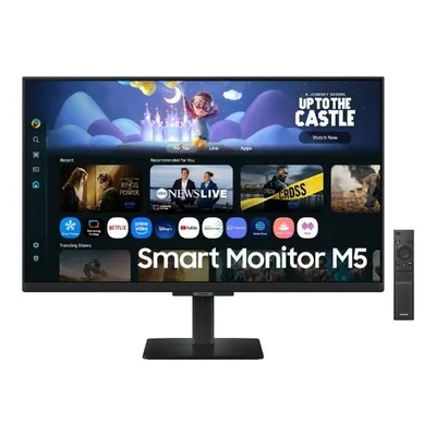 Monitor LED Samsung 27 Pulgadas Smart Monitor M5, FHD 1920x1080, VA, Plano, HDMI, Bluetooth, Wi-Fi, 60Hz, Negro