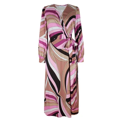 Vestido Largo Cruzado Estampado Psicodélico City Femme para Mujer