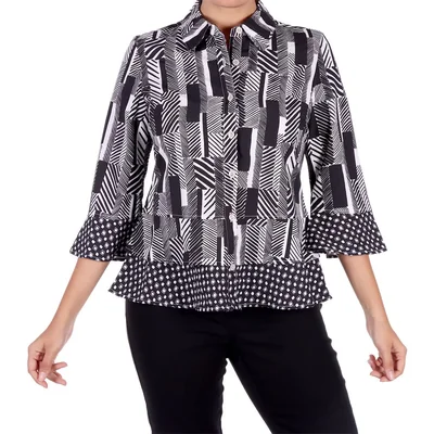 Blusa Estampado Geométrico 3/4 Viscosa Alfred Dunner Mujer