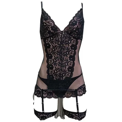 Baby Doll Mesh con Encaje Zelina para Mujer