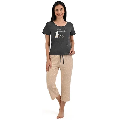 Pijama Capri Estampado Conejo Sho Shi By Guitit para Mujer