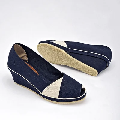 SANDALIA CASUAL CUÑA Y PLATAFORMA SEMIABIERTO 6 CM Lambers & Sheeps MARINO BEIGE 921 MUJER