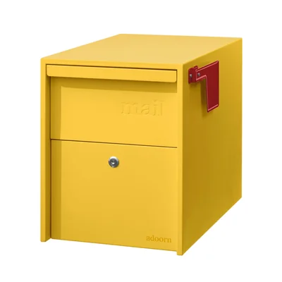 Buzón Adoorn Amarillo Montado En Poste Con Cerradura - Venta Internacional.