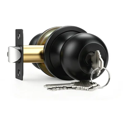 Pomo De Puerta Brotima Negro Mate Con Llave De Entrada Ajustable - Venta Internacional.