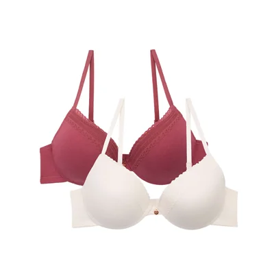 Brasier Lili pink Tipo Strapless Marfil y Rojo Algodón Paqx2