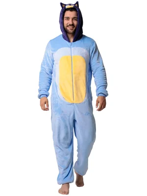 Pijama Bluey Bandit Mono De Forro Polar Azul Talla M Para Adultos - Venta Internacional.