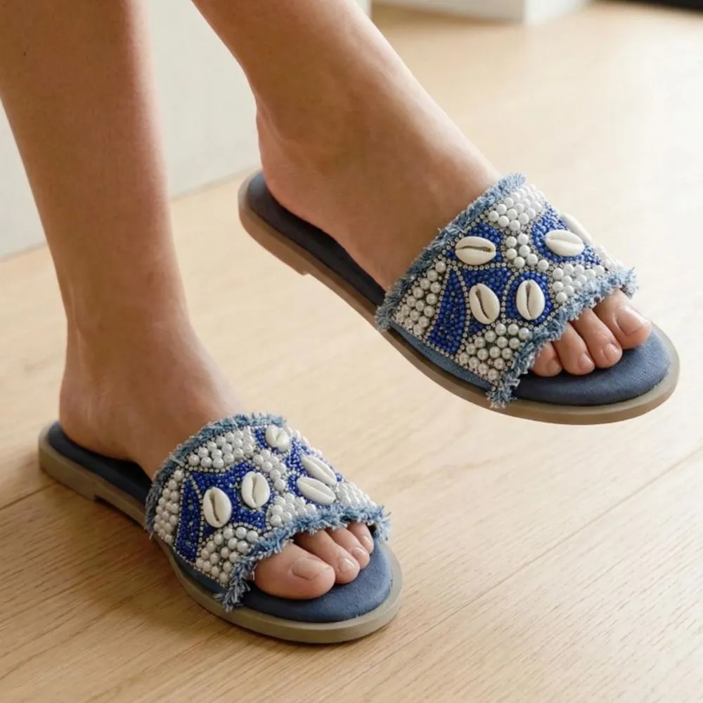 MORAMORA Sandalia Piso para Mujer mezclilla cod 145377-E