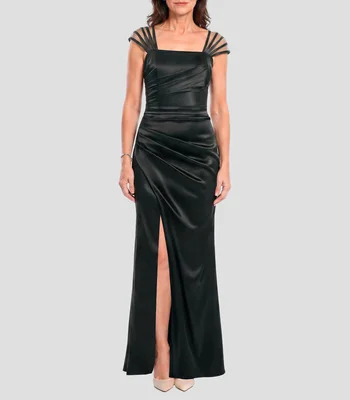 Vestido largo liso Mujer