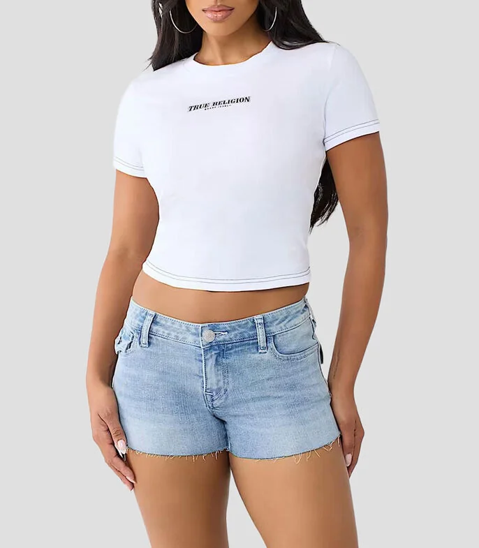 Playera cuello redondo manga corta con estampado Mujer