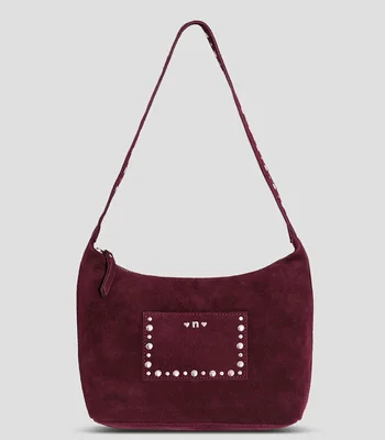 Bolsa shoulder en piel lisa con tachas Mujer