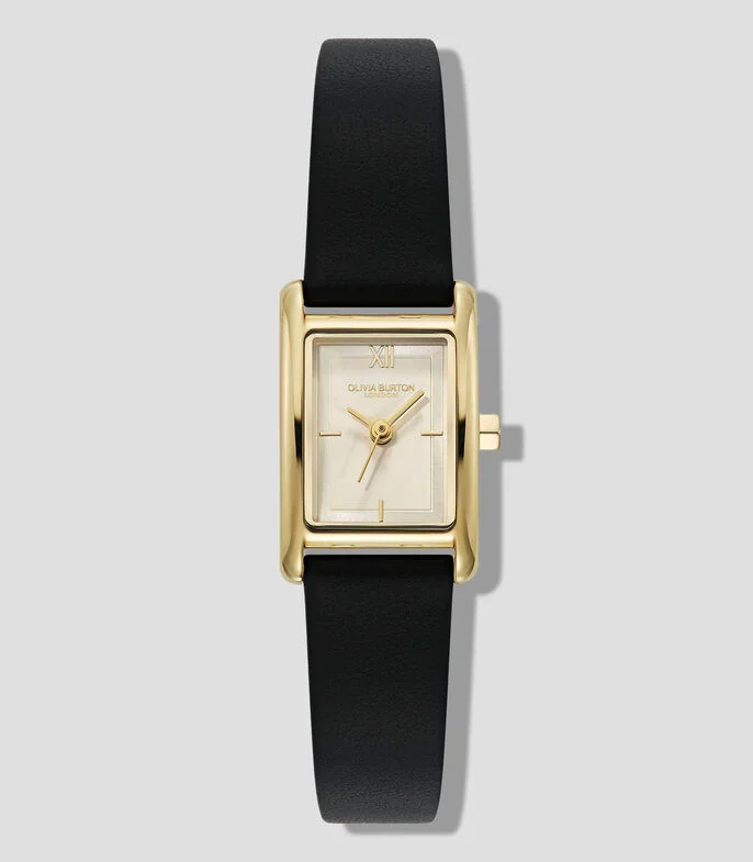 Reloj Mini Grove Rectangular Dorado de Piel Olivia Burton Mujer