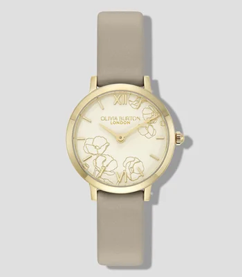 Reloj Abstract Florals Dorado de Piel Olivia Burton Mujer