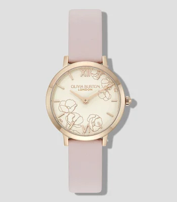 Reloj Abstract Florals Oro Rosa de Piel Olivia Burton Mujer