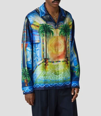 Camisa estampada manga larga Hombre