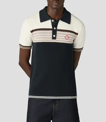 Playera tipo polo manga corta a rayas Hombre
