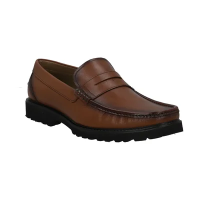 Mocasín en Piel Suela Track I Miller Café con Antifaz para Hombre