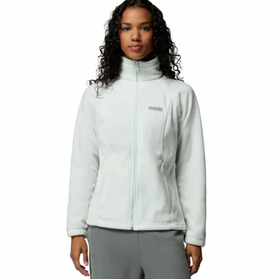 Chaqueta polar Columbia talla grande color té claro con cremallera completa