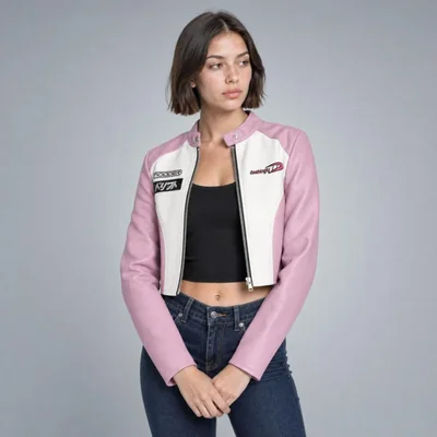 Chamarra Crop con Parches Rosa Para Mujer Quarry