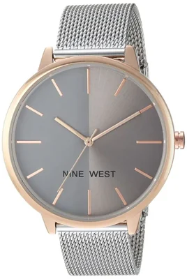 Pulsera Watch Nine West de malla con esfera de rayos de sol para mujer caja de 40 mm