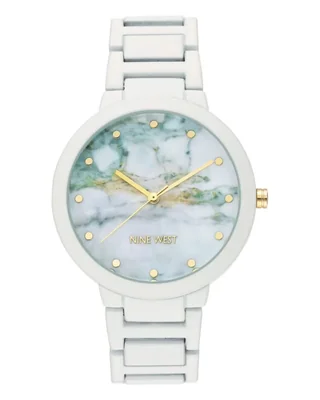Reloj Nine West NW/2274MAWT blanco engomado para mujer 40 mm