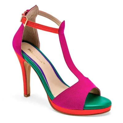 Moramora de tacón para mujer fucsia naranja cod 140671-E