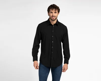 Camisa Casual Wall Street Regular Fit Negra para Hombre