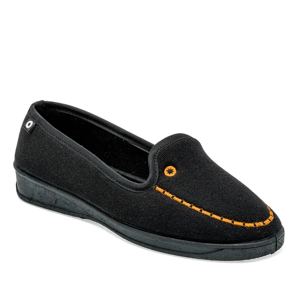 Mora Confort Pantufla para mujer negro camel, código 124673-E