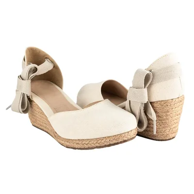 Zapato Alpargata De Lona Para Mujer Happy Shoes 08499 Beige