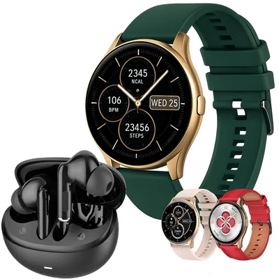 Smartwatch G-Tide R5 (dorado) con Audífonos G-Tide L42 (negro)