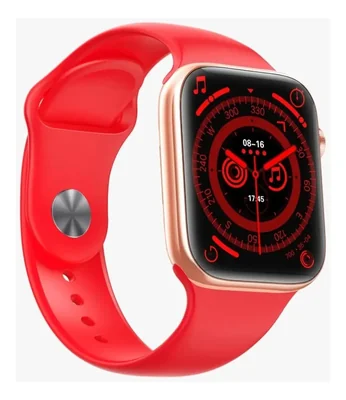 Smartwatch Elegante Deportivo T900 Pro Max S Inalámbrica Bisel Coral claro Correa Rojo