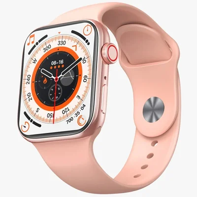 Smartwatch Elegante Deportivo T900 Pro Max S Inalámbrica Bisel coral claro Correa Rosa