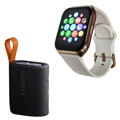 Smartwatch Filwans GTS Mini (dorado) + Bocina Portatil Xiaomi Sound Pocket Con Hasta 10 Horas De Batería