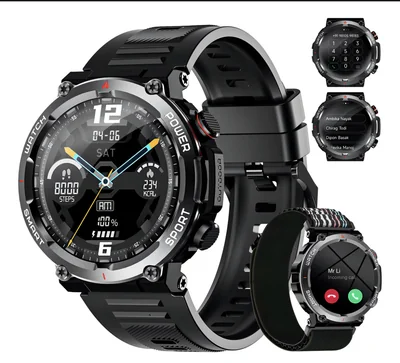 Reloj Smartwatch Blackview W50 Táctico Inteligente Hombres Correa Negra Deportiva Resistente al Agua IP68