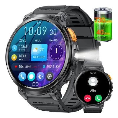 Reloj Inteligente Hombre Militar Linterna Llamada Smartwatch