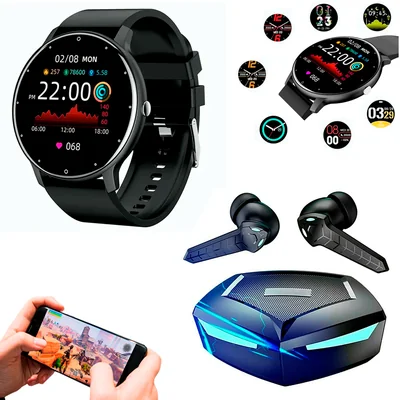 Audífonos Inalámbricos Gamer Bluetooth Manos Libres   Reloj Inteligente Impermeable Bluetooth 1.28 Zl02  smartwatch.