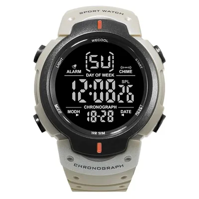 Reloj de pulsera deportivo khaki con alarma Digital cronógrafo multifunción resistente al agua led