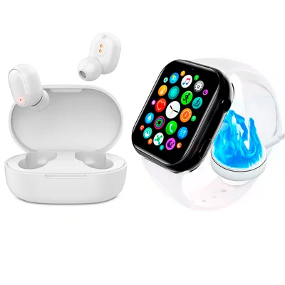 Reloj Inteligente Smartwatch Llamada Bluetooth T800 Mas Audifonos Inalambricos In Ears Bluetooth Blanco .