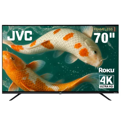 JVC Pantalla Smart TV 70 pulgadas 4K UHD LED Frameless Roku TV | Dolby Audio Modelo SI70URF