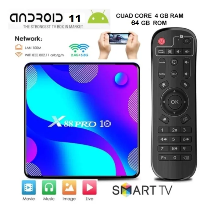 X88 PRO Android 11 TV Box 4 GB Ram 64 GB Rom.