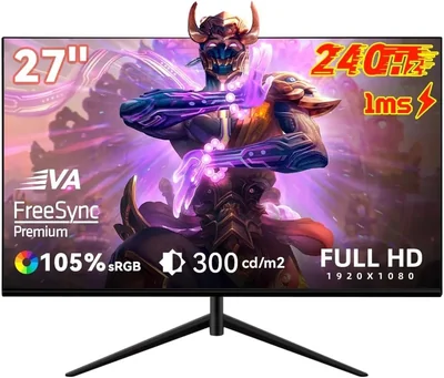 Monitor Gamer Rovesky 27" FLAT Ultra Fluidez 240Hz 1ms FHD Full HD 240Hz 1ms LED HDMI 127V Plano Negro