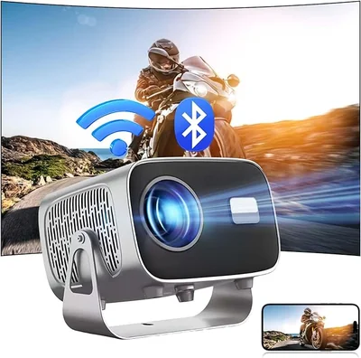 SPOWAY Mini Proyector,Proyector Multifunción Giratorio de 360 ​​​​° 1080p Full HD 12000l Wifi6 el Proyector Bluetooth