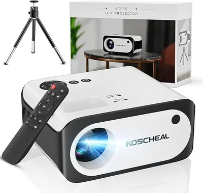 KOSCHEAL Mini Proyector,1080P Full HD Apoyado Proyector de Vídeo,9000Lux Proyector Portátil Home Theater 140"