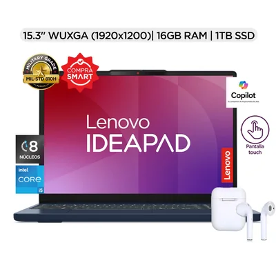 Laptop Lenovo Ideapad Slim 3 15Irh10 15.3" Wuxga Touch Intel Core I5, 16 Gb Ram 1Tb Ssd + Audífonos