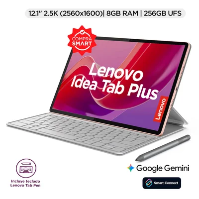 Tablet Lenovo Idea Tab Plus Rosa 12.1" 2.5K, 8Gb Ram 256Gb Ufs+Tab Pen Plus + Teclado Folio