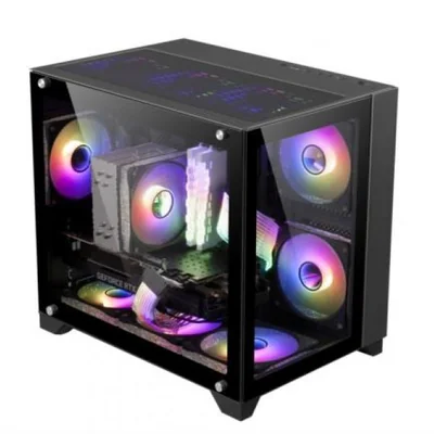 Gabinete Gamer Vorago Game Factor CSG570 Midi Tower Fishtank Negro